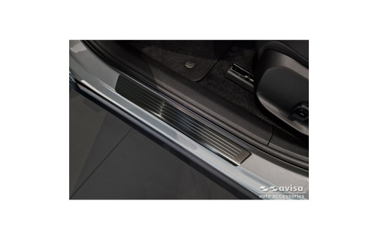 Black stainless steel door sill moldings suitable for Volvo EX30 2023- - 'Lines' - 4-piece, Image 2