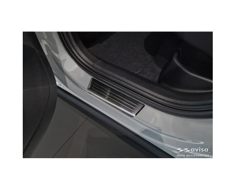 Black stainless steel door sill moldings suitable for Volvo EX30 2023- - 'Lines' - 4-piece, Image 4