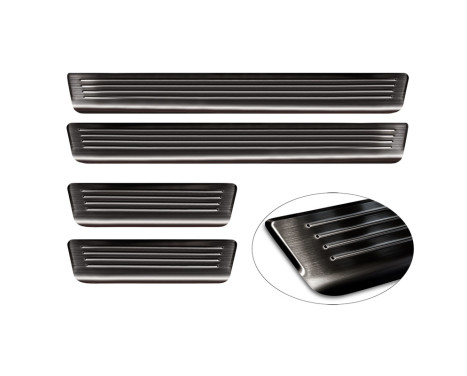 Black stainless steel door sill moldings suitable for Volvo EX30 2023- - 'Lines' - 4-piece, Image 5