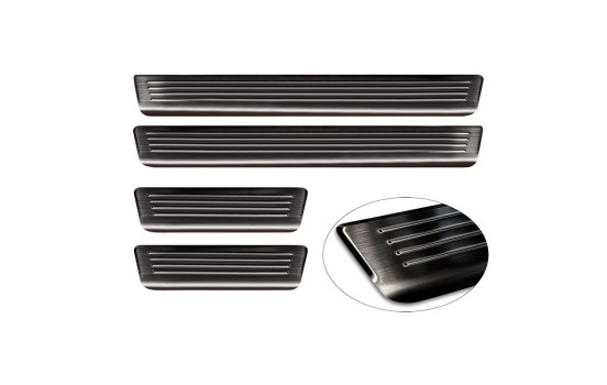 Black stainless steel door sill moldings suitable for Volvo EX30 2023- - 'Lines' - 4-piece, Image 5