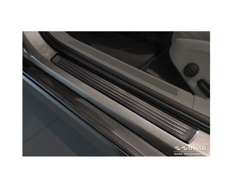 Black Stainless Steel Door Sill Moldings Suitable for Volvo V90 & V90 Cross Country 2016- - 'Lines' - 4-piec, Image 2