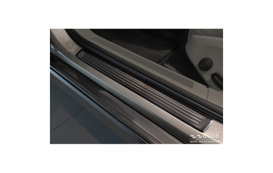Black Stainless Steel Door Sill Moldings Suitable for Volvo V90 & V90 Cross Country 2016- - 'Lines' - 4-piec, Image 2