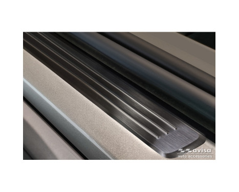 Black Stainless Steel Door Sill Moldings Suitable for Volvo V90 & V90 Cross Country 2016- - 'Lines' - 4-piec, Image 3