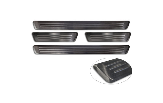 Black Stainless Steel Door Sill Moldings Suitable for Volvo V90 & V90 Cross Country 2016- - 'Lines' - 4-piec, Image 5