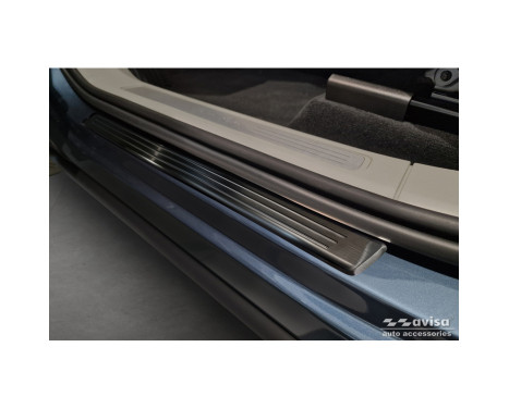Black stainless steel door sill moldings suitable for Volvo XC60 II 2017-2021 & FL 2021- incl. R-Design - 'Lines, Image 2
