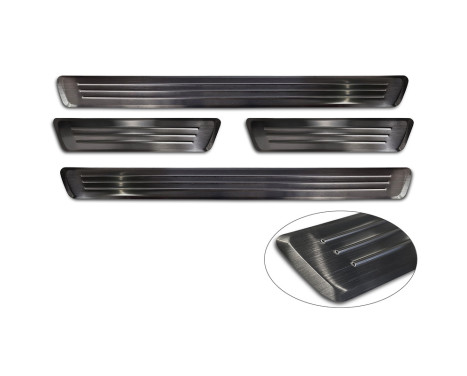 Black stainless steel door sill moldings suitable for Volvo XC60 II 2017-2021 & FL 2021- incl. R-Design - 'Lines, Image 5