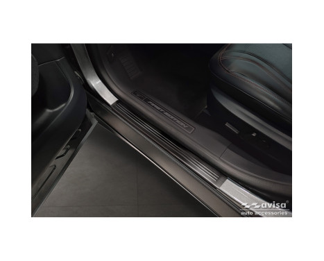 Black stainless steel door sills suitable for Ford Mustang Mach-E 2020 - 'Lines' - 4-piece