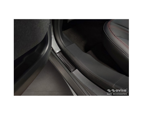 Black stainless steel door sills suitable for Ford Mustang Mach-E 2020 - 'Lines' - 4-piece, Image 4