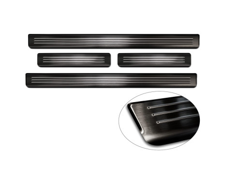 Black stainless steel door sills suitable for Ford Mustang Mach-E 2020 - 'Lines' - 4-piece, Image 6