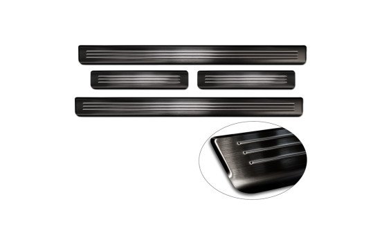 Black stainless steel door sills suitable for Ford Mustang Mach-E 2020 - 'Lines' - 4-piece, Image 6