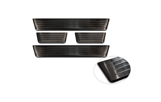 Black stainless steel Door sills suitable for Honda Jazz Crosstar 2020- 'Lines' - 4-piece, Image 6
