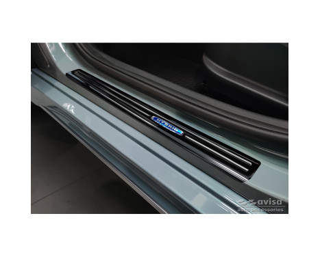 Black stainless steel door sills suitable for Hyundai Kona 2017-2020 & FL 2020- 'Hybrid' - 4-piece