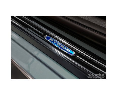 Black stainless steel door sills suitable for Hyundai Kona 2017-2020 & FL 2020- 'Hybrid' - 4-piece, Image 3