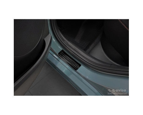 Black stainless steel door sills suitable for Hyundai Kona 2017-2020 & FL 2020- 'Hybrid' - 4-piece, Image 4