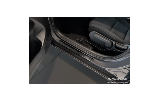 Black stainless steel door sills suitable for Hyundai Kona II 2023 - 'Lines' - 4-piece