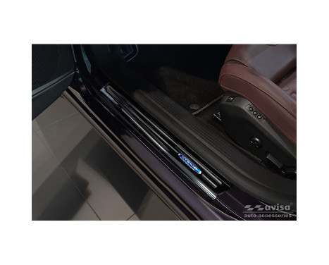 Black stainless steel door sills suitable for Peugeot 508 II Sedan 2019- 'Hybrid' - 4-piece