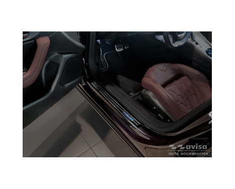 Black stainless steel door sills suitable for Peugeot 508 II Sedan 2019- 'Hybrid' - 4-piece, Image 2
