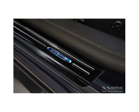 Black stainless steel door sills suitable for Peugeot 508 II Sedan 2019- 'Hybrid' - 4-piece, Image 3