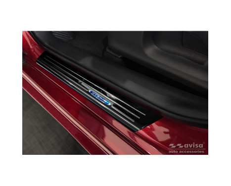 Black stainless steel door sills suitable for Toyota Yaris IV Hatchback 2020- 'Hybrid' - 4-piece, Image 2