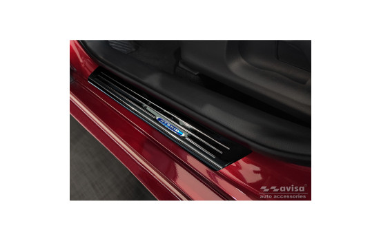 Black stainless steel door sills suitable for Toyota Yaris IV Hatchback 2020- 'Hybrid' - 4-piece, Image 2
