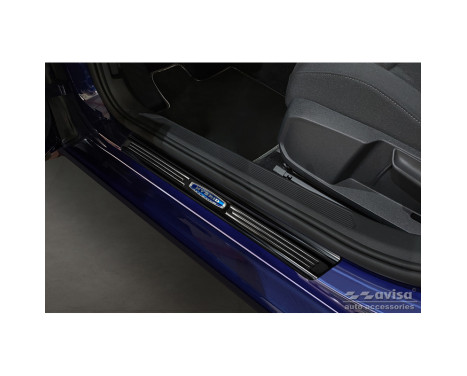 Black stainless steel door sills suitable for Volkswagen Golf VIII Hatchback/Variant 2020- 'Hybrid' - 4-piece
