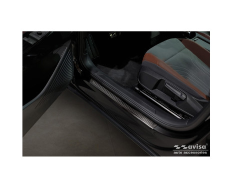 Black stainless steel door sills suitable for Volkswagen ID.4 2020 - 'Lines' - 4-piece