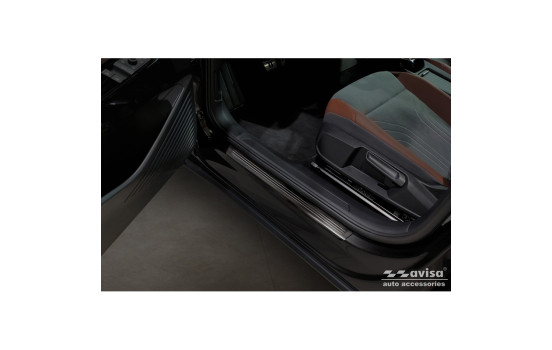 Black stainless steel door sills suitable for Volkswagen ID.4 2020 - 'Lines' - 4-piece
