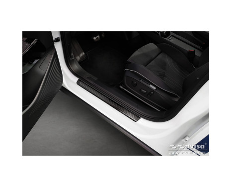 Black stainless steel door sills suitable for Volkswagen ID.5 2021 - - 'Lines' - 4-piece