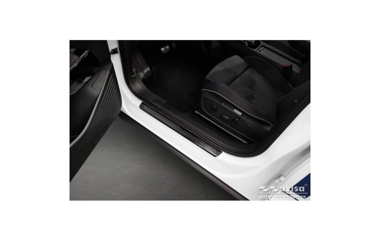 Black stainless steel door sills suitable for Volkswagen ID.5 2021 - - 'Lines' - 4-piece