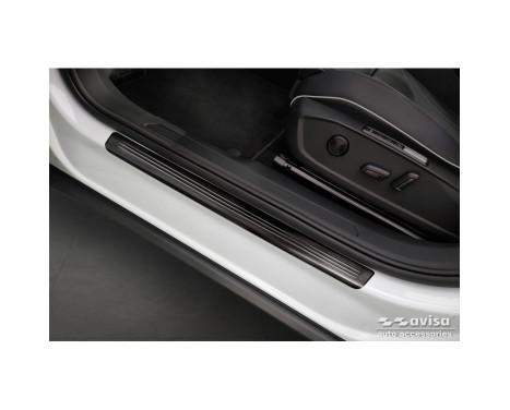 Black stainless steel door sills suitable for Volkswagen ID.5 2021 - - 'Lines' - 4-piece, Image 2