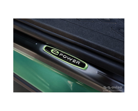 Black stainless steel Door sills suitable for Volkswagen ID.Buzz 2022- 'E-Power' - 2-piece, Image 3