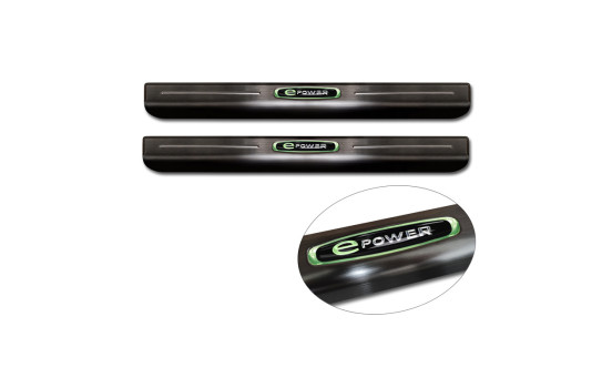 Black stainless steel Door sills suitable for Volkswagen ID.Buzz 2022- 'E-Power' - 2-piece, Image 4