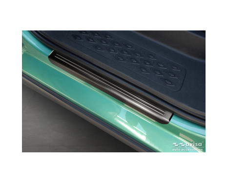Black stainless steel door sills suitable for Volkswagen ID.Buzz 2022 - - 'Lines' - 2-piece, Image 2
