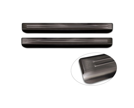 Black stainless steel door sills suitable for Volkswagen ID.Buzz 2022 - - 'Lines' - 2-piece, Image 5