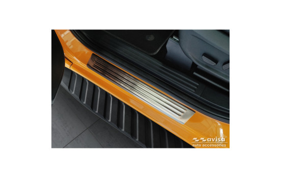 Stainless Steel Door Sill Moldings Fits Ford Ranger VI 2022- 'Lines' - 4-Piece, Image 2