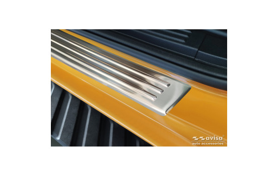 Stainless Steel Door Sill Moldings Fits Ford Ranger VI 2022- 'Lines' - 4-Piece, Image 3