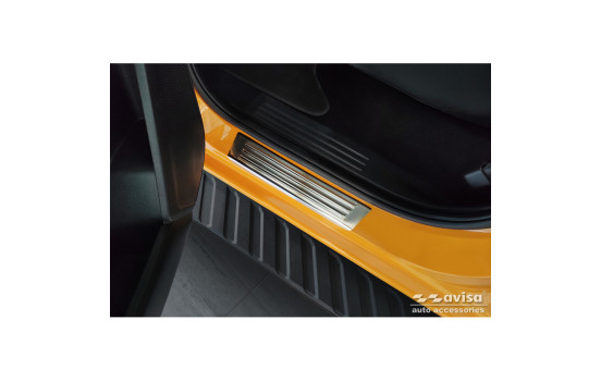 Stainless Steel Door Sill Moldings Fits Ford Ranger VI 2022- 'Lines' - 4-Piece, Image 4