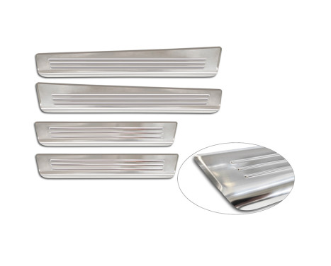Stainless Steel Door Sill Moldings Fits Ford Tourneo Courier II 2023- 'Lines' - 4-Piece, Image 5