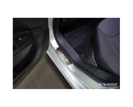 Stainless steel door sill moldings suitable for Skoda Fabia IV Hatchback 2021- 'Lines' - 4-piece, Image 4