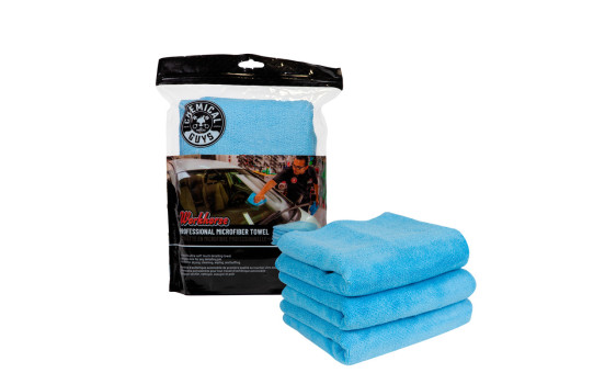 Chemical Guys Workhorse Professional Grade Microfiber Towel - Blue 16x16'' (3 Pack)