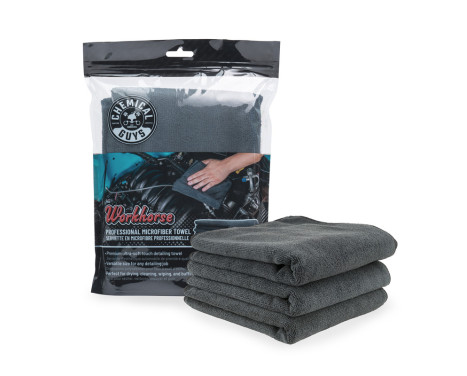 Chemical Guys Workhorse Professional Grade Microfiber Towel (Rubber/Plastic/Vinyl) - Black 16x16'' (
