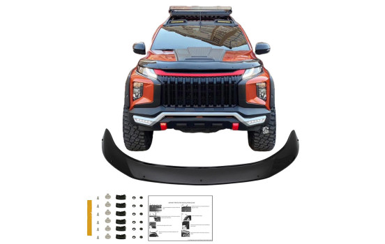 Oneway Bonnet protector (stone chip cover) fits Mitsubishi L200 Triton 6 2019- - Glossy black, Image 4