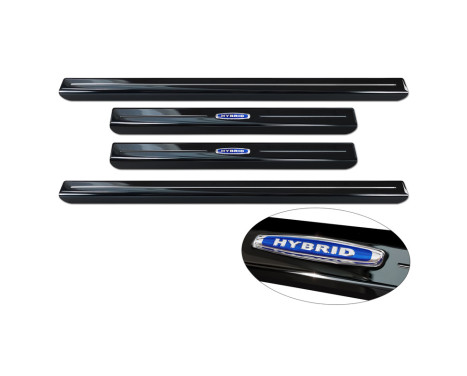 Black glossy stainless steel door sills suitable for Volkswagen Multivan T7 2021- 'Hybrid' - 4 pieces, Image 4