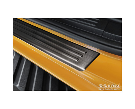 Black Stainless Steel Door Sill Moldings Fits Ford Ranger VI 2022- 'Lines' - 4-Piece, Image 3