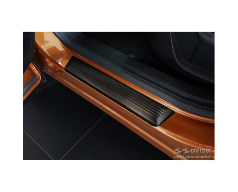 Black stainless steel Door sills suitable for Renault Captur II 2020- 'Lines' - 4-piece