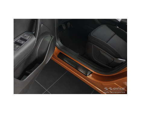 Black stainless steel Door sills suitable for Renault Captur II 2020- 'Lines' - 4-piece, Image 2