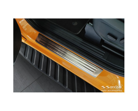 Stainless Steel Door Sill Moldings Fits Ford Ranger VI 2022- 'Lines' - 4-Piece, Image 2