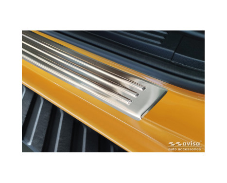 Stainless Steel Door Sill Moldings Fits Ford Ranger VI 2022- 'Lines' - 4-Piece, Image 3