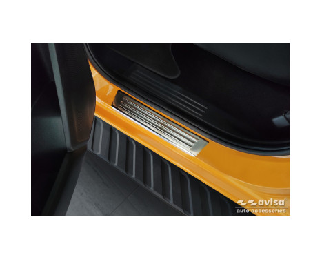 Stainless Steel Door Sill Moldings Fits Ford Ranger VI 2022- 'Lines' - 4-Piece, Image 4