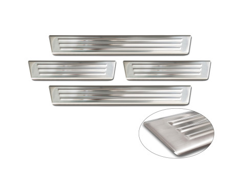 Stainless Steel Door Sill Moldings Fits Ford Ranger VI 2022- 'Lines' - 4-Piece, Image 5